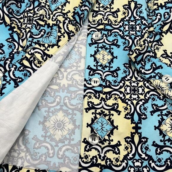 Chico's Blue/Yellow Metal Button Jacket XL - Picture 2 of 4